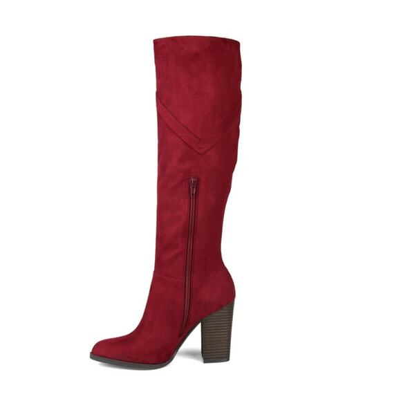 Journee Collection Women's Kyllie Wide Calf Boots Burgundy Size 7.5 - Picture 3 of 7
